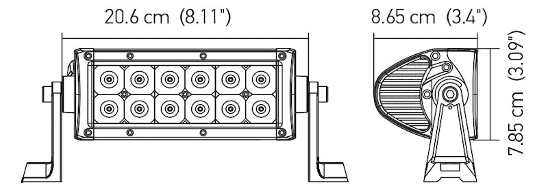 Hella ValueFit Sport Light Bar 12 LED / 8" - Flood Beam 357208001 Technical Drawing