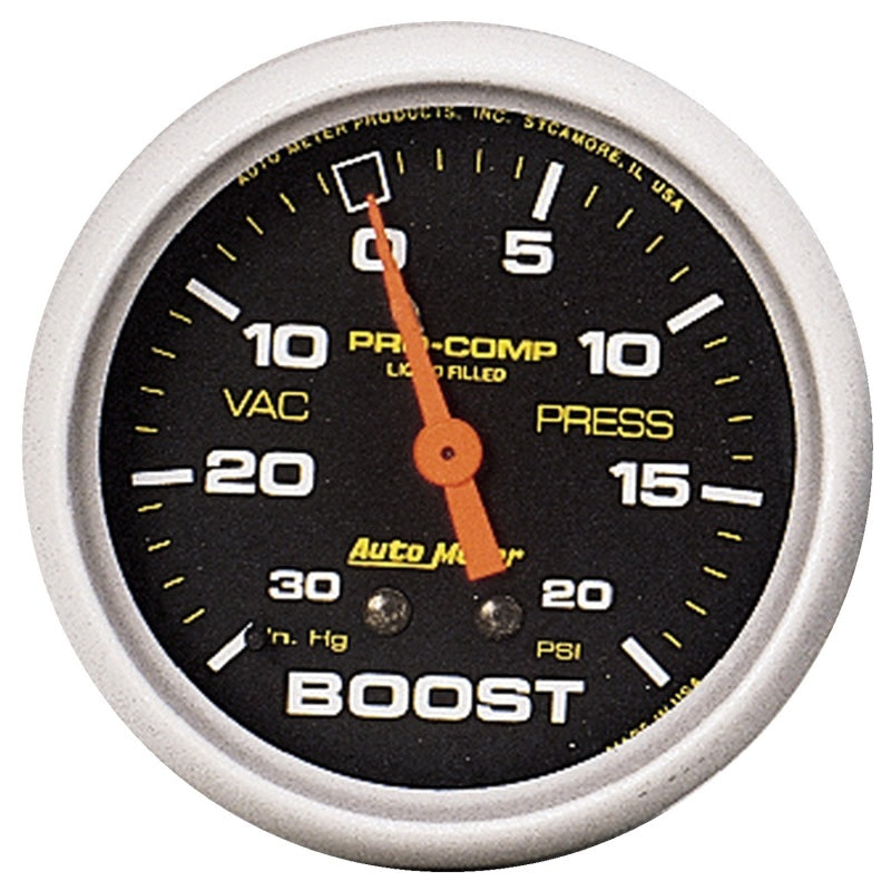 Autometer Gauge, Vac/Boost, 2 5/8", 30INHG-20Psi, Liquid Filled Mech, Pro-Comp 5401 Photo - Primary