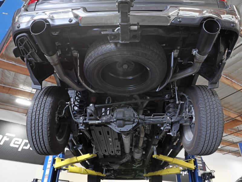 aFe Large Bore-HD 3 IN 409 Stainless Steel DPF-Back Exhaust System w/Black Tip RAM 1500 20-21 V6-3.0 49-42080-B 49-42080-B Photo - Mounted