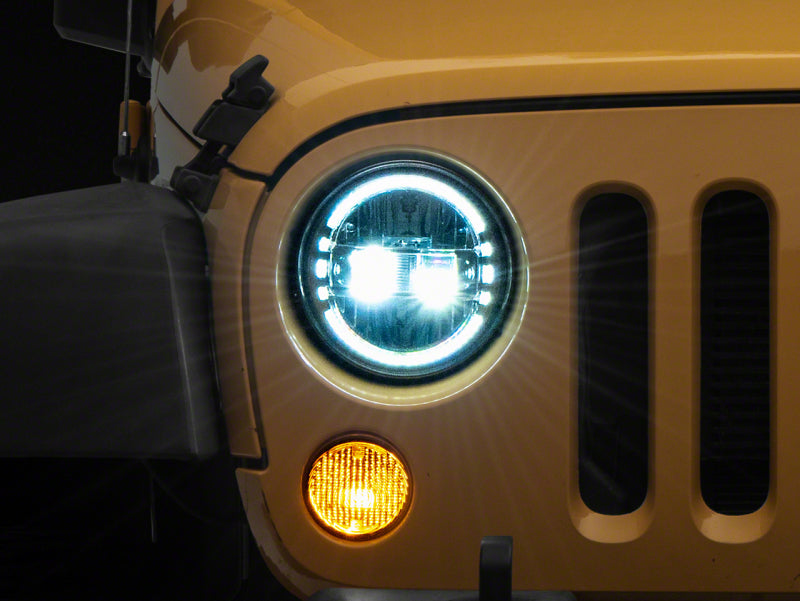 Raxiom 97-18 Jeep Wrangler TJ & JK Axial 7-In LED Headlights w/ DRL- Chrome Housing (Clear Lens) J155569 J155569 Photo - Primary