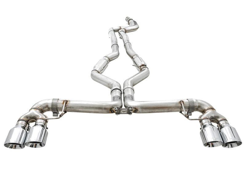 AWE Tuning 2019+ BMW M340i (G20) Track Edition Exhaust - Quad Chrome Silver Tips 3020-42078 3020-42078 Photo - out of package