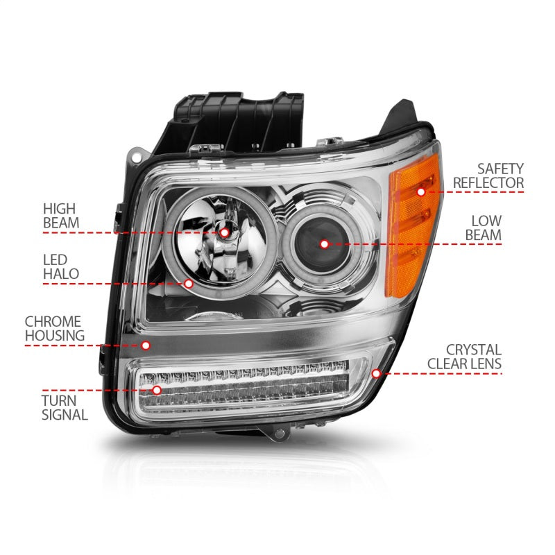 Anzo 2007-2012 Dodge Nitro Projector Headlights w/ Halo Chrome (CCFL) G2 111144 Photo - Unmounted