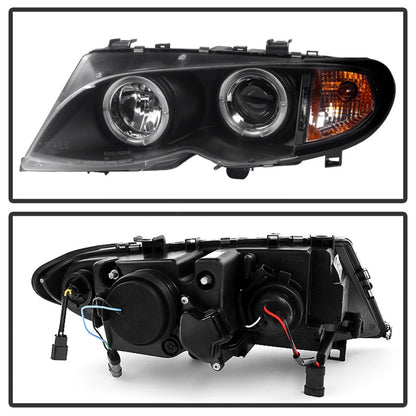 Spyder BMW E46 3-Series 02-05 4DR Projector Headlights 1PC LED Halo Blk PRO-YD-BMWE4602-4D-AM-BK 5042415 5042415 Photo - Unmounted