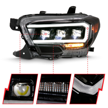ANZO 2016-2018 Toyota Tacoma LED Projector Headlights Plank Style Black w/ Amber 111496 111496 User 2