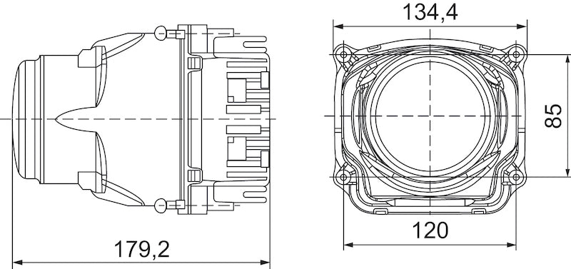 Hella 90mm Bi-LED High - Low Beam 2nd Gen (SAE) Module 012758121 012758121 Technical Drawing