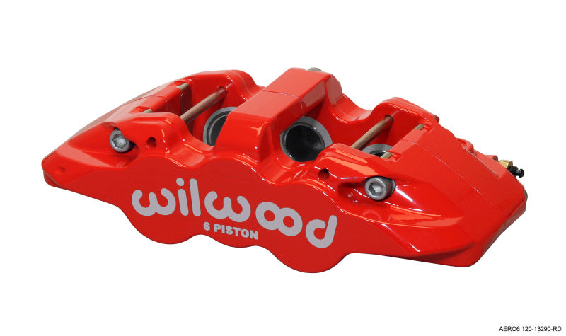Wilwood Caliper-Aero6-L/H - Red 1.62/1.12/1.12in Pistons 1.25in Disc 120-13290-RD 120-13290-RD Photo - Primary