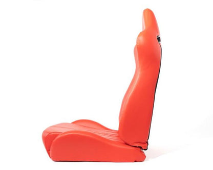 NRG "The Arrow"  Sports Vinyl Seat Red w/ Red Stitch plus Pressed  l RSC-810RD L/R User 1