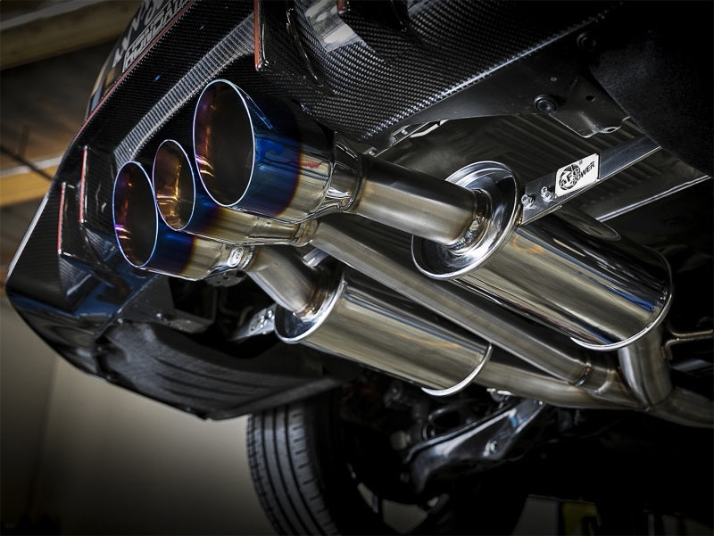 aFe Takeda 3" 304 SS Cat-Back Exhaust w/ Blue Flame Tips 17-18 Honda Civic 49-36616-L Photo - Mounted