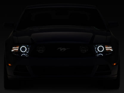 Raxiom 13-14 Ford Mustang LED Halo Projector Headlights- Black Housing (Clear Lens) 408997 408997 Photo - Close Up