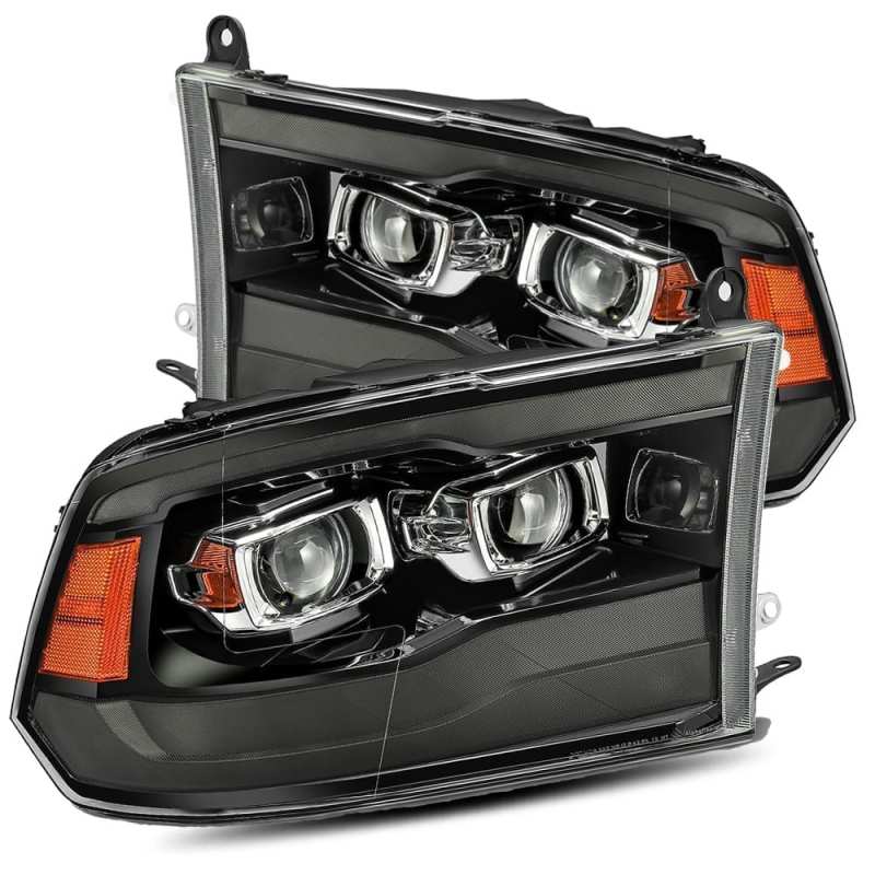 AlphaRex 09-18 Dodge Ram 1500HD PRO-Series Proj Headlights Plank Style Black w/Seq Signal/Smoked DRL 880593 880593 Photo - Primary