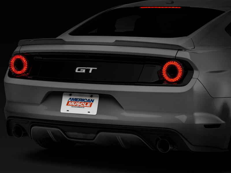 Raxiom 15-22 Ford Mustang Halo LED Tail Lights - Gloss Black Housing (Smoked Lens) 393827 393827 Photo - Close Up