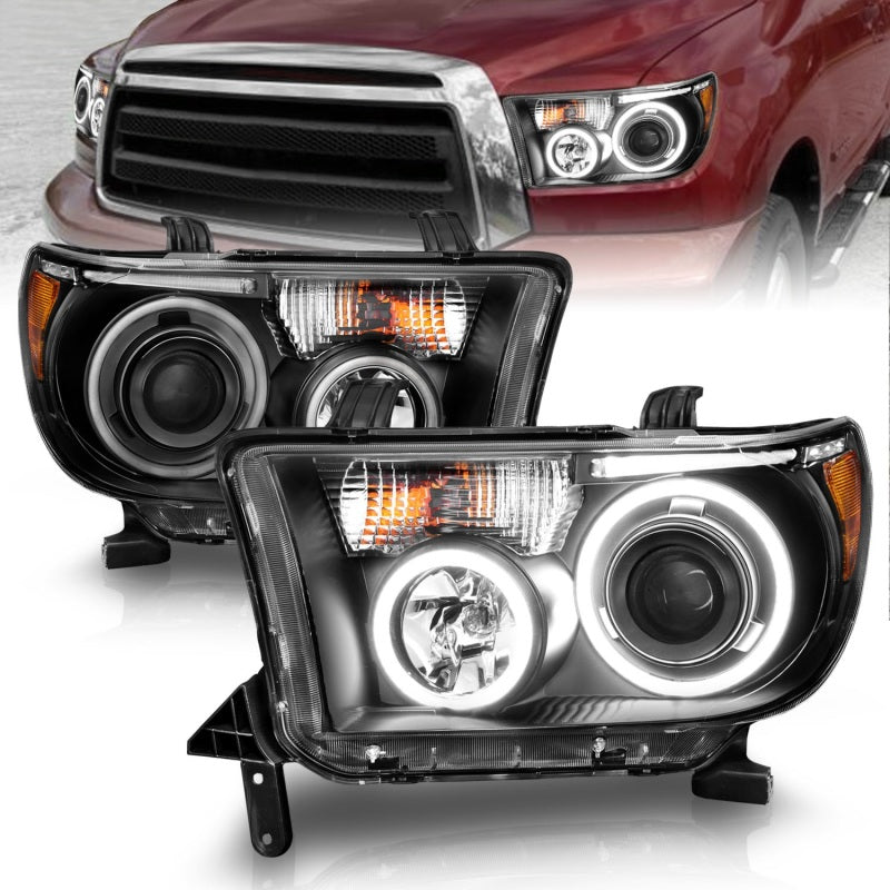 Anzo 2007-2013 Toyota Tundra Projector Headlights w/ Halo Black (CCFL) 111174 Photo - Primary