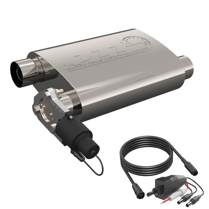 QTP 2.5in Weld-On 304SS Reverse Screamer Muffler w/Bolt-On QTEC Electric Cutout 13251C 13251C Photo - Primary