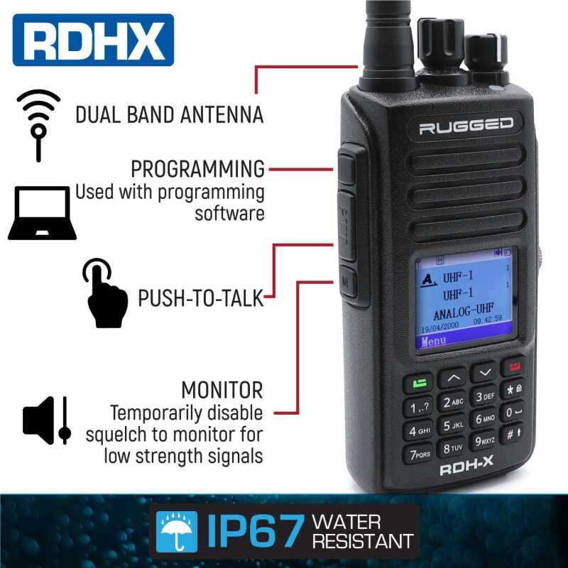 Rugged Radios WATERPROOF - Rugged RDH-X - Bus Band 2-Way Radio - Digital and Analog / Safety Yellow RDH-X-HV RDH-X-HV Photo - Primary