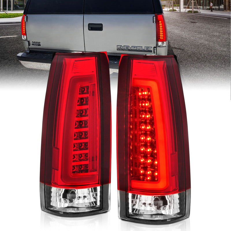 ANZO 1999-2000 Cadillac Escalade LED Taillights Chrome Housing Red/Clear Lens Pair 311346 311346 Photo - Primary