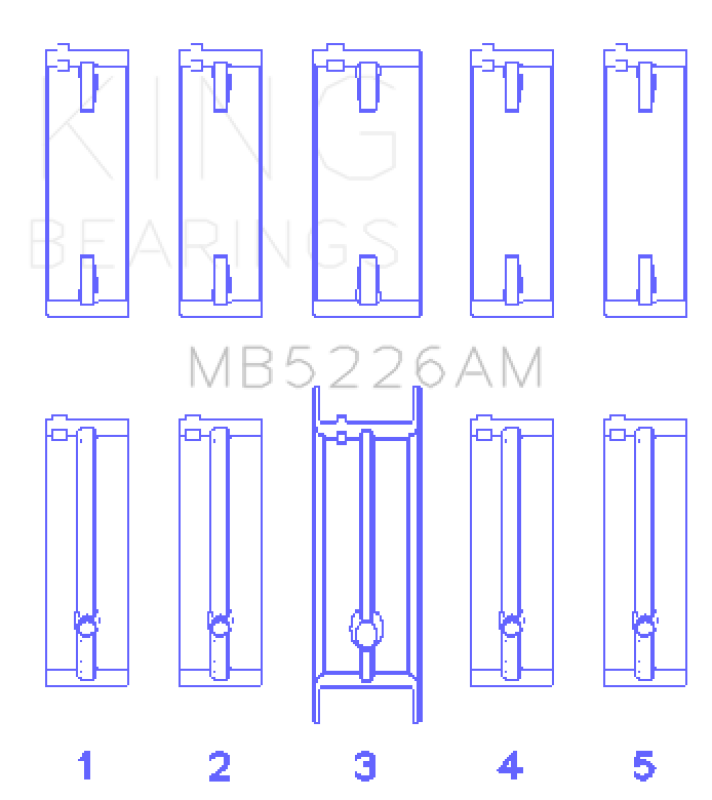 King Engine Bearings Mazda 626 F8 (Size +0.50mm) Main Bearing Set MB5226AM0.5 MB5226AM0.5 Photo - Primary