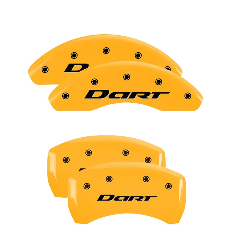 MGP 4 Caliper Covers Engraved Front & Rear With out stripes/Dart Yellow finish black ch 12199SDR1YL 12199SDR1YL Photo - Primary