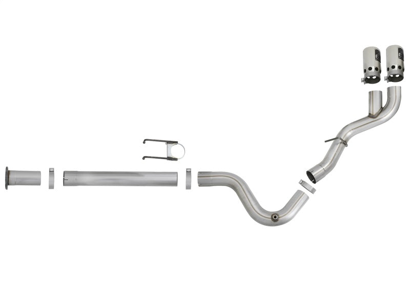 aFe Rebel XD 4in Stainless Steel Down-Pipe Back Exhaust System w/ Dual Pol 49-43102-P Photo - Unmounted