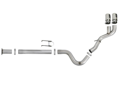aFe Rebel XD 4in Stainless Steel Down-Pipe Back Exhaust System w/ Dual Pol 49-43102-P Photo - Unmounted