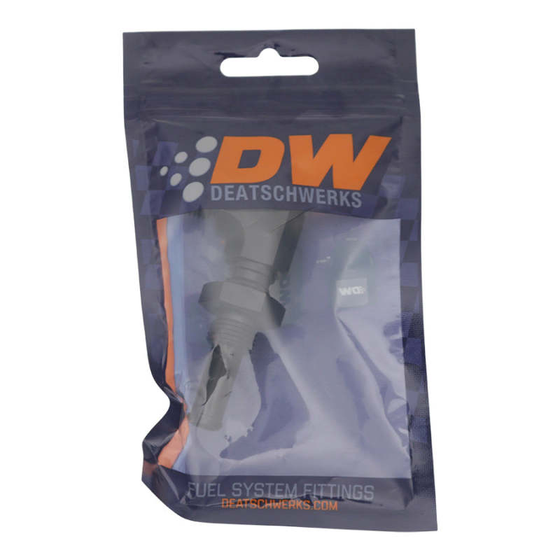 DeatschWerks 6AN Male Flare to 90-Degree 3/8in Single Hose Barb - Anodized Matte Black 6-02-0733-B 6-02-0733-B Photo - lifestyle view