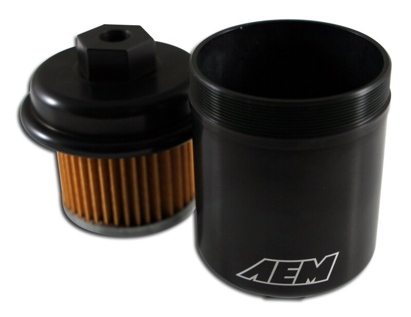 AEM Electronics High Volume Fuel Filter Black 25-200BK Photo - out of package
