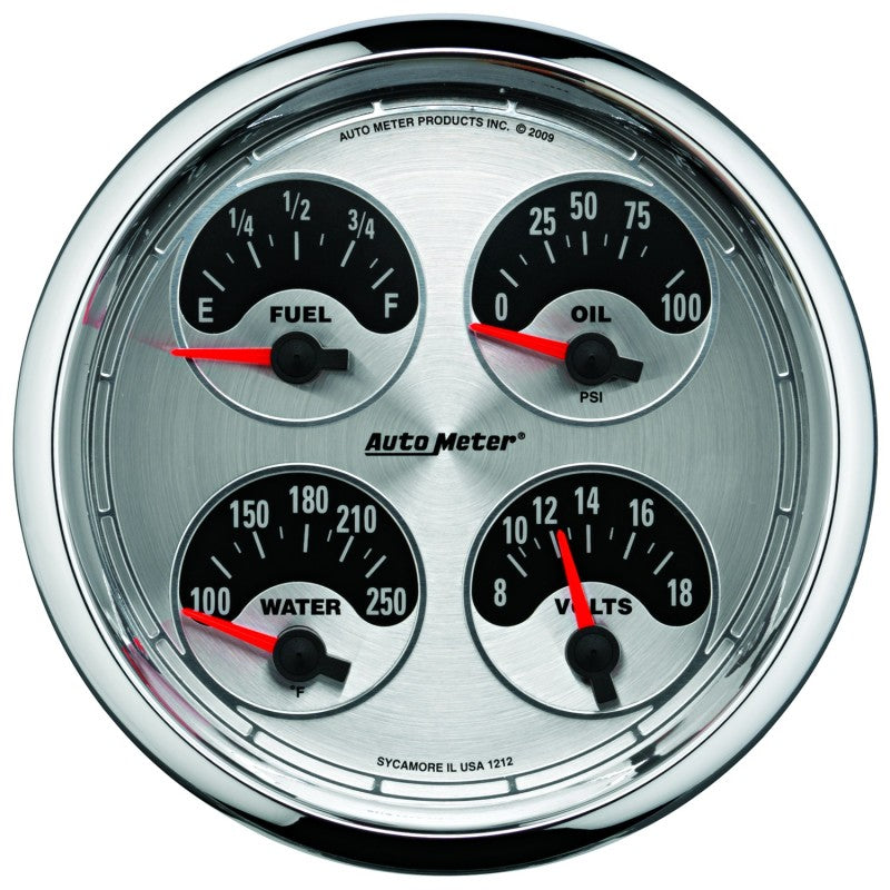Autometer American Muscle SSE 100PSI/100-250 Deg F/8-18 Volt Oil Press/Water Temp/Volt/Fuel Gauge 1225 1225 Photo - Primary