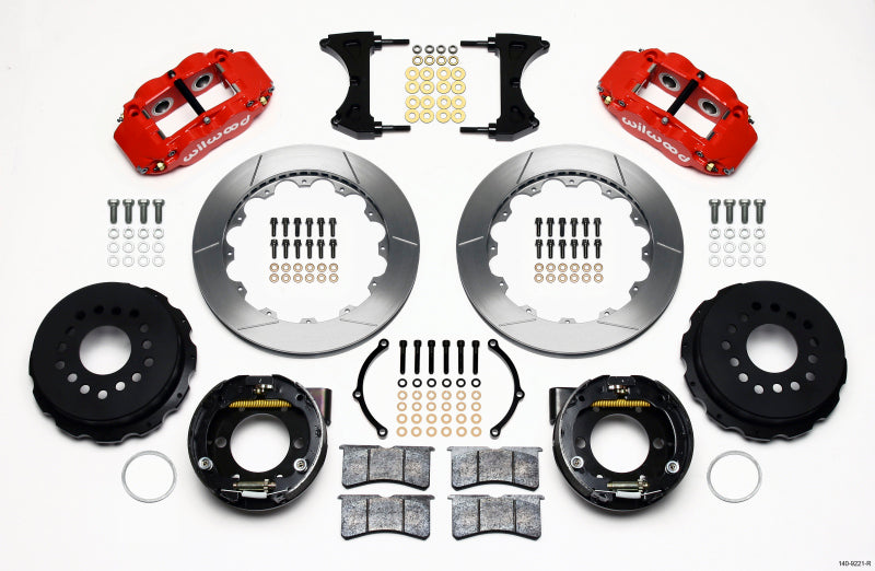 Wilwood Narrow Superlite 4R Rear P-Brk Kit 12.88in Red 2005-2014 Mustang 140-9221-R 140-9221-R Photo - Primary