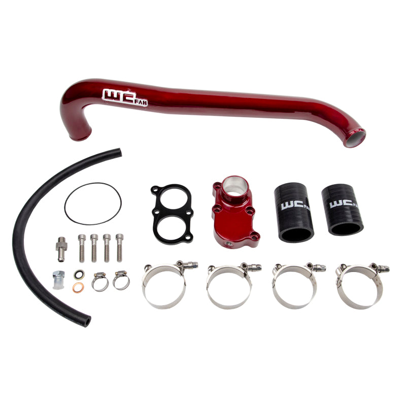 Wehrli 01-05 Chevrolet 6.6L LB7/LLY Duramax Thermostat Housing & Upper Coolant Pipe Kit - Bengal Red WCF100405-BR