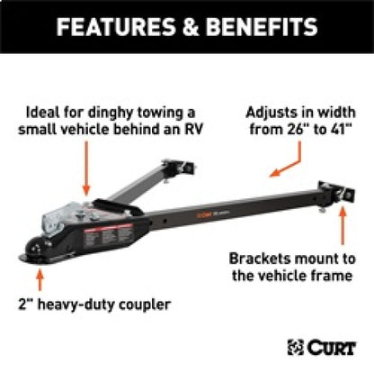 RockJock Curt Tow Bar with Adjustable Width Arms Car Mount 2in Ball 5000lbs RJ-19745 RJ-19745 Features and Benefits