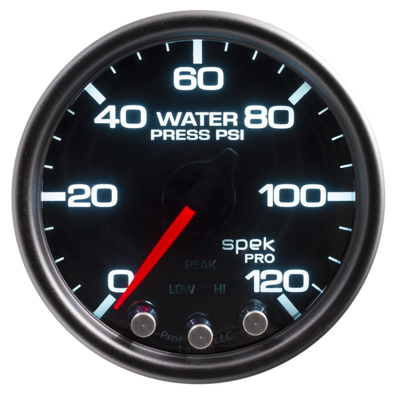 Autometer Spek-Pro Gauge Water Press 2 1/16in 120psi Stepper Motor W/Peak & Warn Blk/Smoke/Blk P34552 P34552 User 1