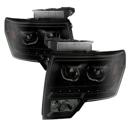 SPYDER Xtune Ford F150 09-14 Projector Headlights Halogen Model LED Halo Black Smoke PRO-JH-FF15009-CFB-BSM 9032233 9032233 Photo - Primary