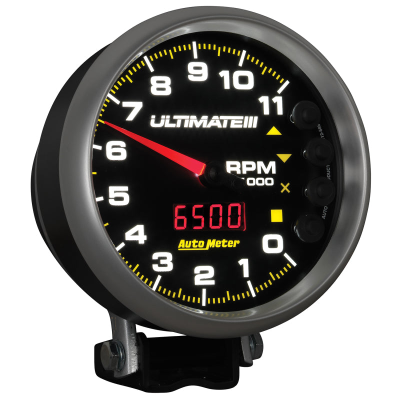 AutoMeter Gauge Tach 5in. 11K RPM Pedestal Datalogging Ultimate IIi Playback Black 6888 6888 User 6