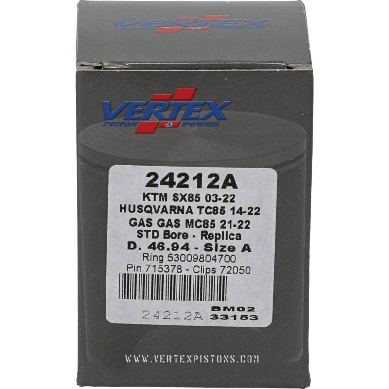 Vertex Pistons Vertex Piston 03-24 KTM 85 SX 85cc Cast Replica Piston Kit 24212A 24212A Photo - Primary