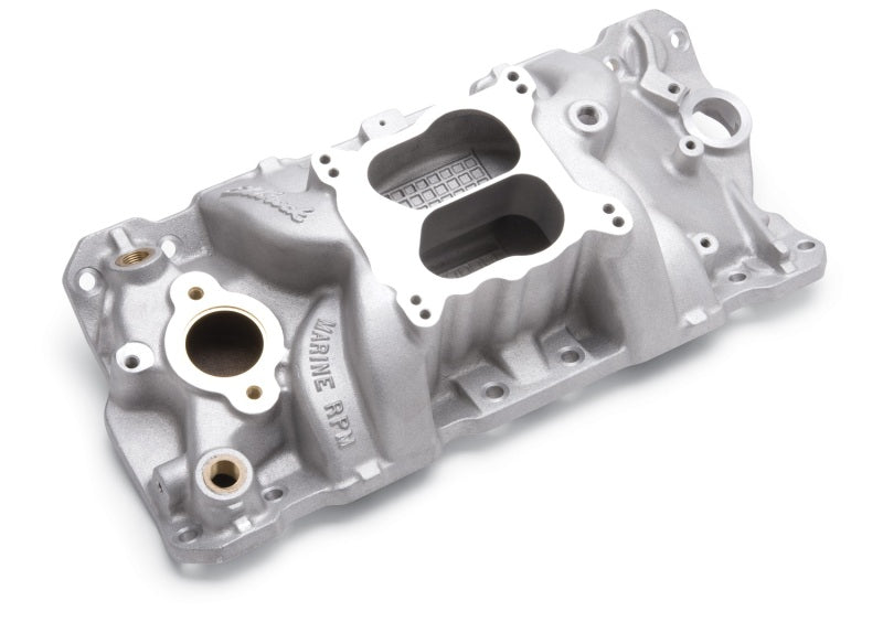 Edelbrock Manifold, Sbc 23-degree, Marine Rpm,  1987-1995, With Brass 2506 Photo - Primary