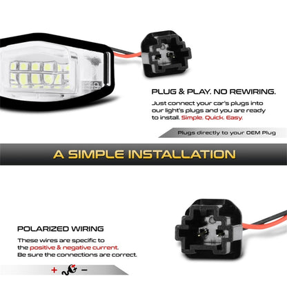 SPYDER Xtune 01-15 Honda Civic LED License Plate Bulb Assembly White 5500K LAC-LP-HA03 - Pair 9044991 9044991 Photo - Unmounted