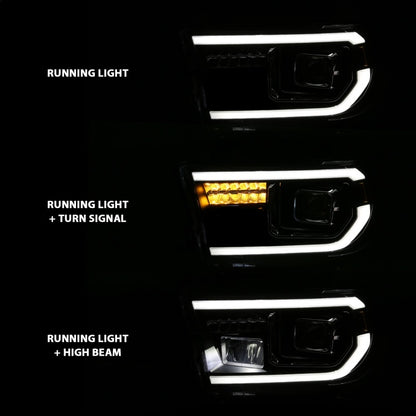 ANZO 2007-2014 Toyota Tundra Projector Light Bar H.L Black Amber(Led High Beam) (Halogen Version) 111447 111447 Photo - Unmounted