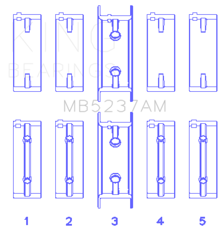 King Engine Bearings Mitsubishi 4G12 (Size +0.25mm) Main Bearing Set MB5237AM0.25 MB5237AM0.25 Photo - Primary