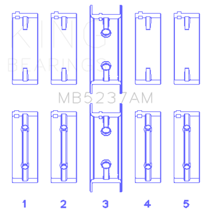 King Engine Bearings Mitsubishi 4G12 (Size +0.25mm) Main Bearing Set MB5237AM0.25 MB5237AM0.25 Photo - Primary