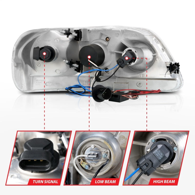 Anzo 1997.5-2003 Ford F-150 Projector Headlights w/ Halo Chrome 1pc 111054 Photo - Unmounted