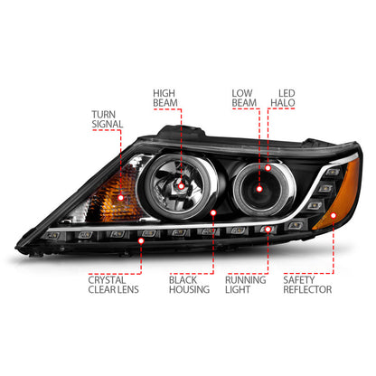 Anzo 2011-2013 Kia Sorento Projector Headlights w/ Halo Black (CCFL) 111248 User 4