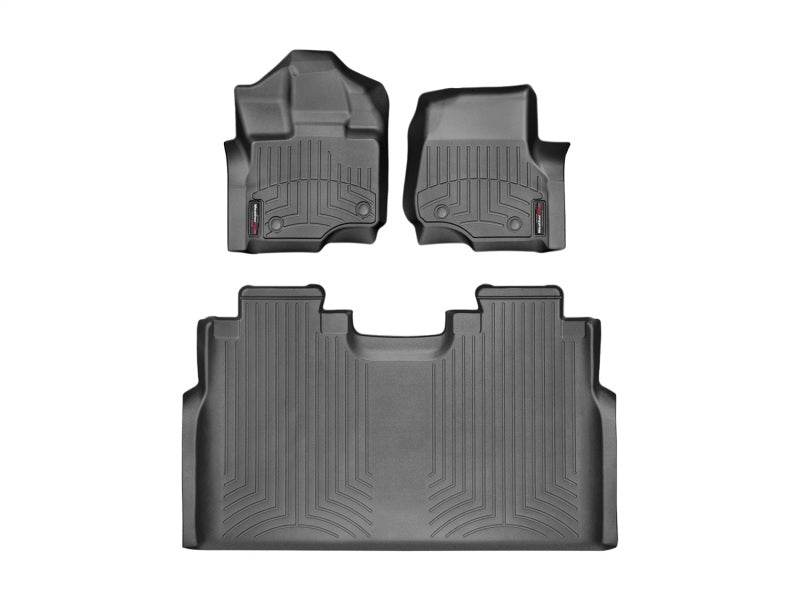 WeatherTech 2015+ Ford F-150 CrewCab Front and Rear FloorLiner - Black 44697-1-2 Photo - Primary