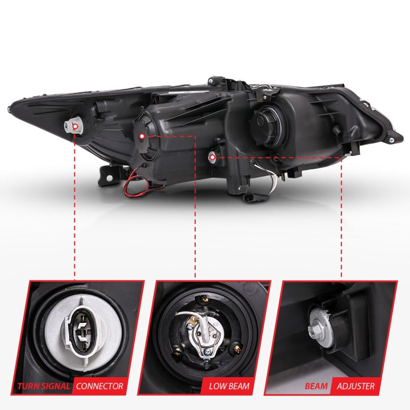 Anzo 2009-2012 Acura Tsx Projector Headlights w/ Halo Black (CCFL) 121393 Photo - Unmounted