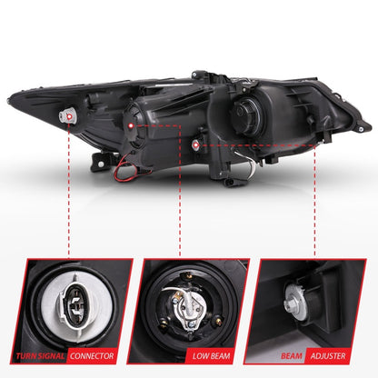 Anzo 2009-2012 Acura Tsx Projector Headlights w/ Halo Black (CCFL) 121393 Photo - Unmounted