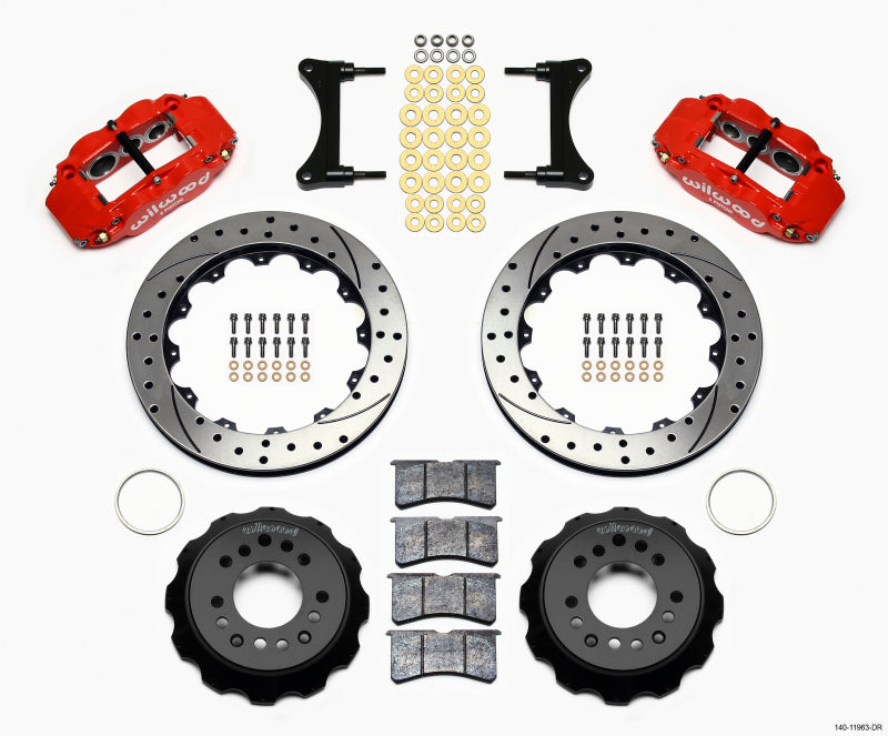 Wilwood Narrow Superlite 6R Front Hat Kit 12.88in Drill Red 93-96 Mazda RX7 140-11963-DR 140-11963-DR Photo - Primary