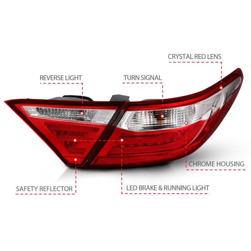 Anzo 2015-2016 Toyota Camry LED Taillights Red/Clear 321335 Photo - Unmounted