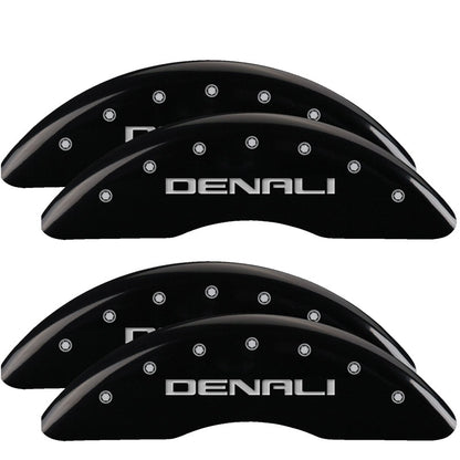 MGP 4 Caliper Covers Engraved Front & Rear Denali Black finish silver ch 34003SDNLBK 34003SDNLBK Photo - Primary
