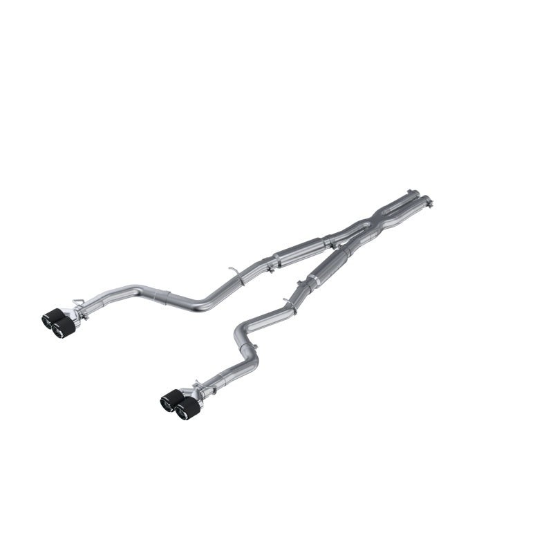 MBRP 15-16 Dodge Challenger RT 5.7L T304 SS 3in Dual Rear Cat-back CF Quad Tips - Street S71153CF S71153CF Photo - Primary