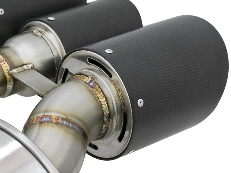 aFe Takeda 3in 304 Stainless Steel Cat-Back Exhaust System w/ Carbon Fiber 49-36616-C Photo - Unmounted