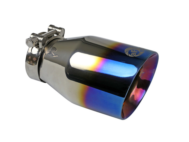 aFe Mach Force XP 304 Stainless Steel Clamp-On Exhaust Tip 2.5in Inlet / 4in Outlet - Blue Flame 49T25404-L071 49T25404-L071 Photo - Primary