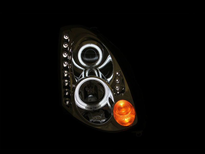 Anzo 2003-2007 Infiniti G35 Projector Headlights w/ Halo Chrome (CCFL) 121364 Photo - Mounted